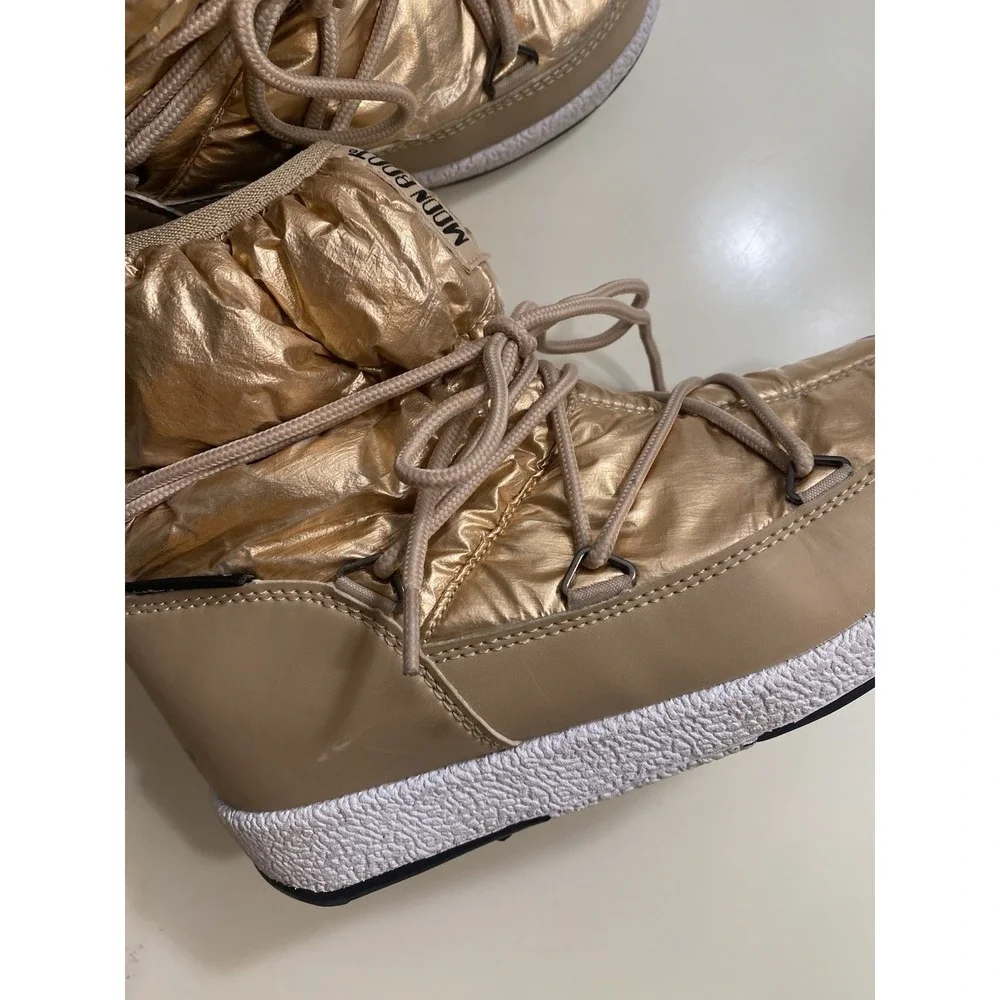 Moon Boot Protecht Junior Low Gold‎ Nylon Boot Girl's Size 2.5
